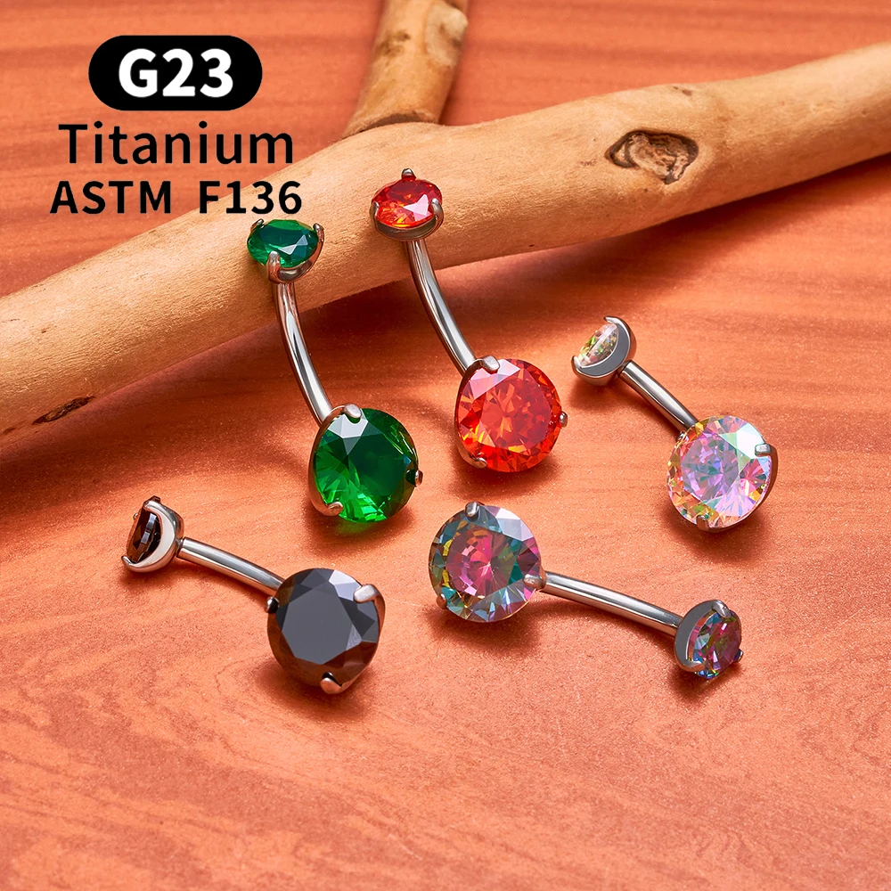 ASTM F136 Titan Bauchnabelpiercing mit Bananendesign, 14G, runder Zirkon, 8/10/12mm, sexy Bauchnabelring, Körperschmuck – Detail 5