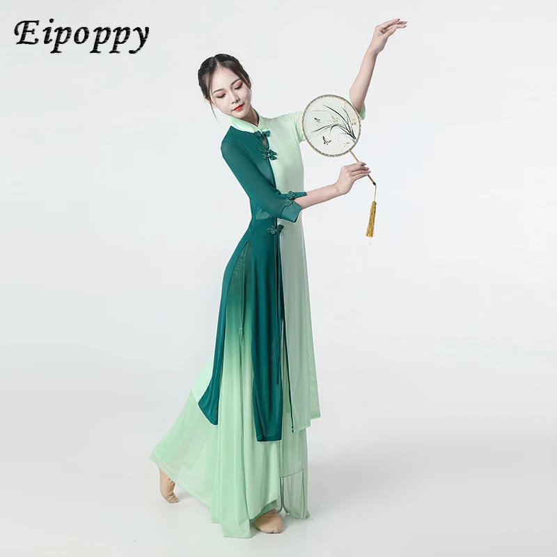 Classical dancer fan qipao dance costume