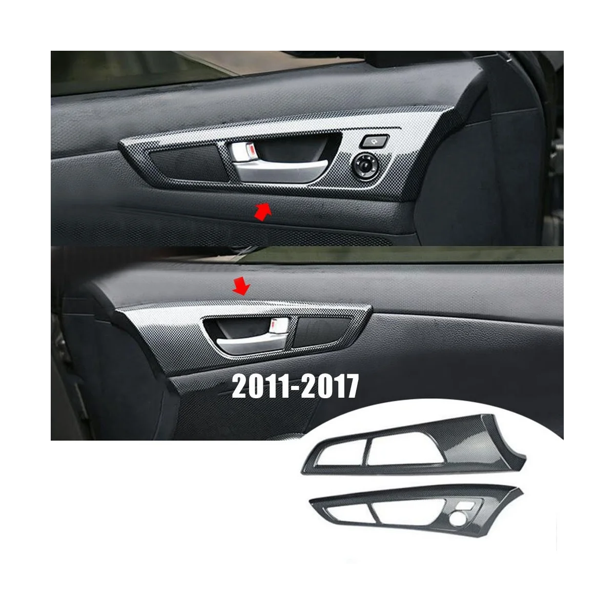 2Pcs Interior Inner Door Handle Cover Trim Panel Strip Decoration for 2011-2017