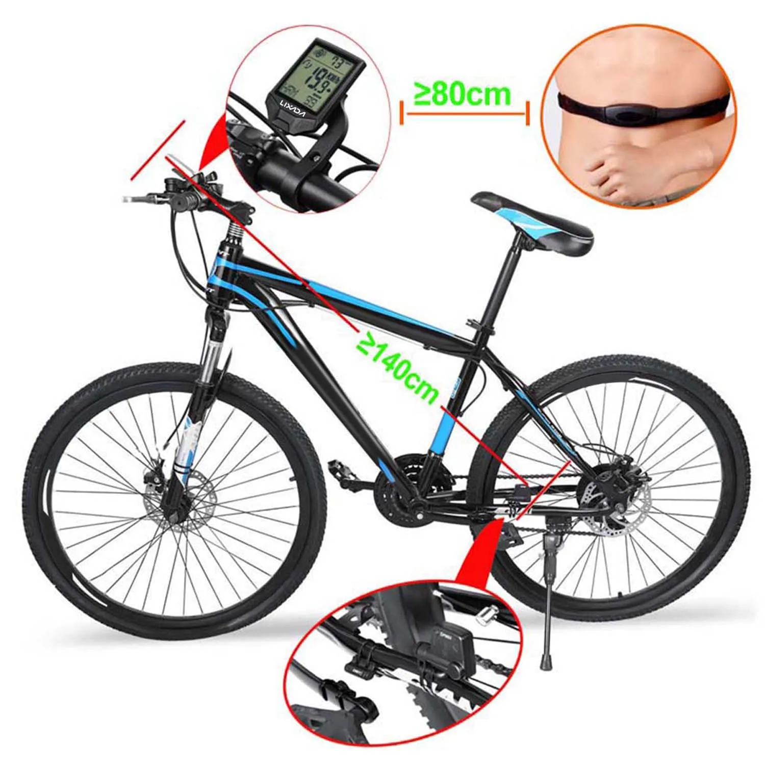 Cycling Wireless Bike Computer w Heart Rate Sensor Multifunctional Rainproof Cycling Computer w Backlight LCD Bike speedometer