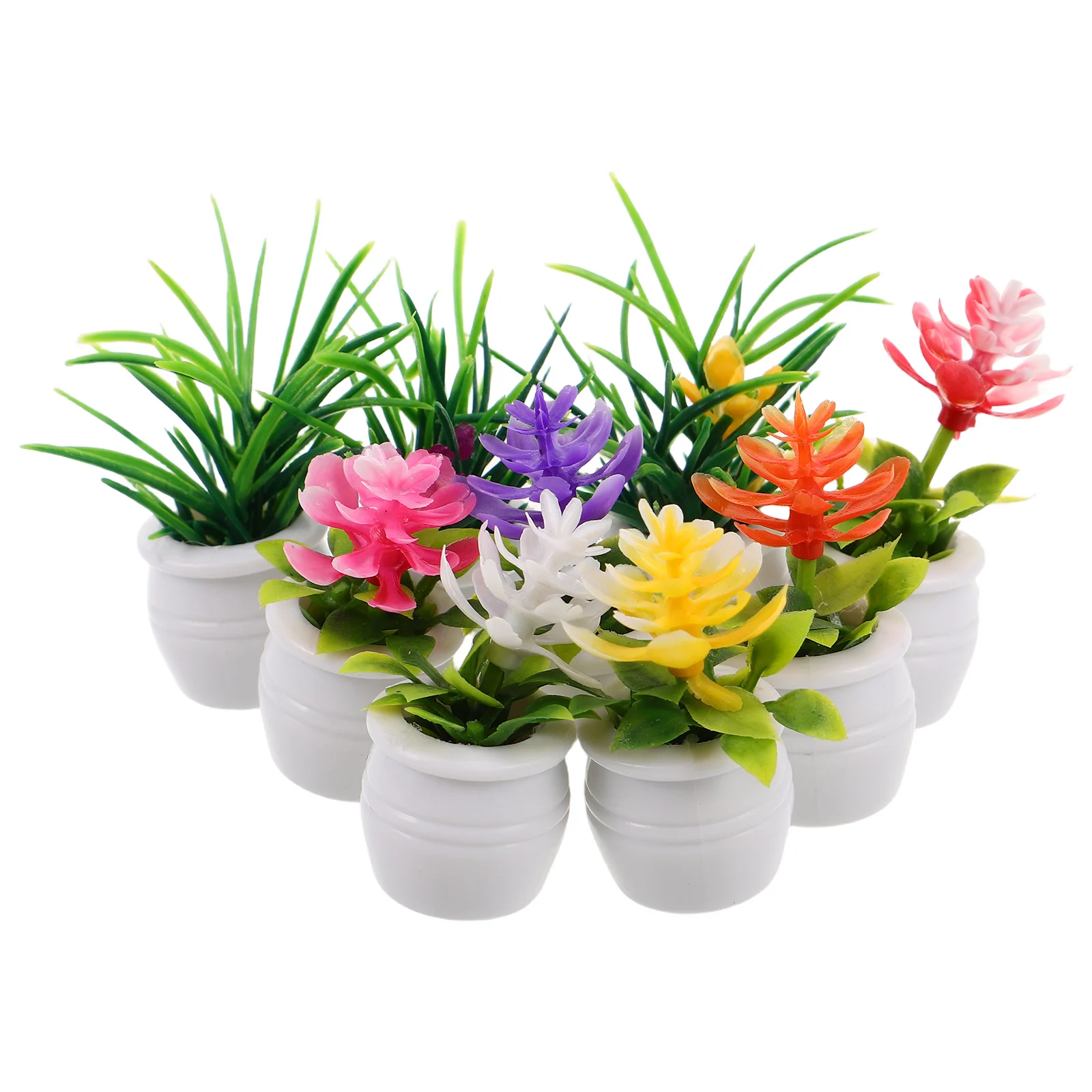 

9 шт. мини-горшечные растения, реалистичная искусственная зелень, аксессуары для кукольного домика, миниатюрный японский садовый декор, красочные пластиковые горшки, низкие