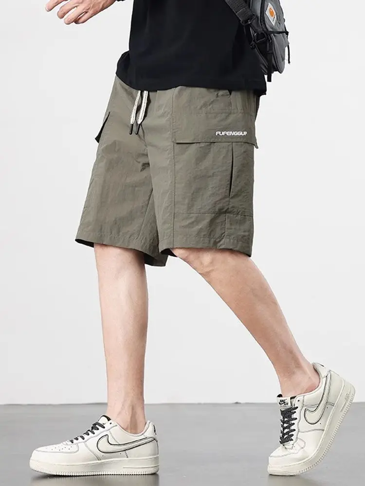 

American Sle Ice Silk orts Men's Loose Large Size Summer Thin Workwear Five-Point Casual Qui-Drng Straight Leg Pants