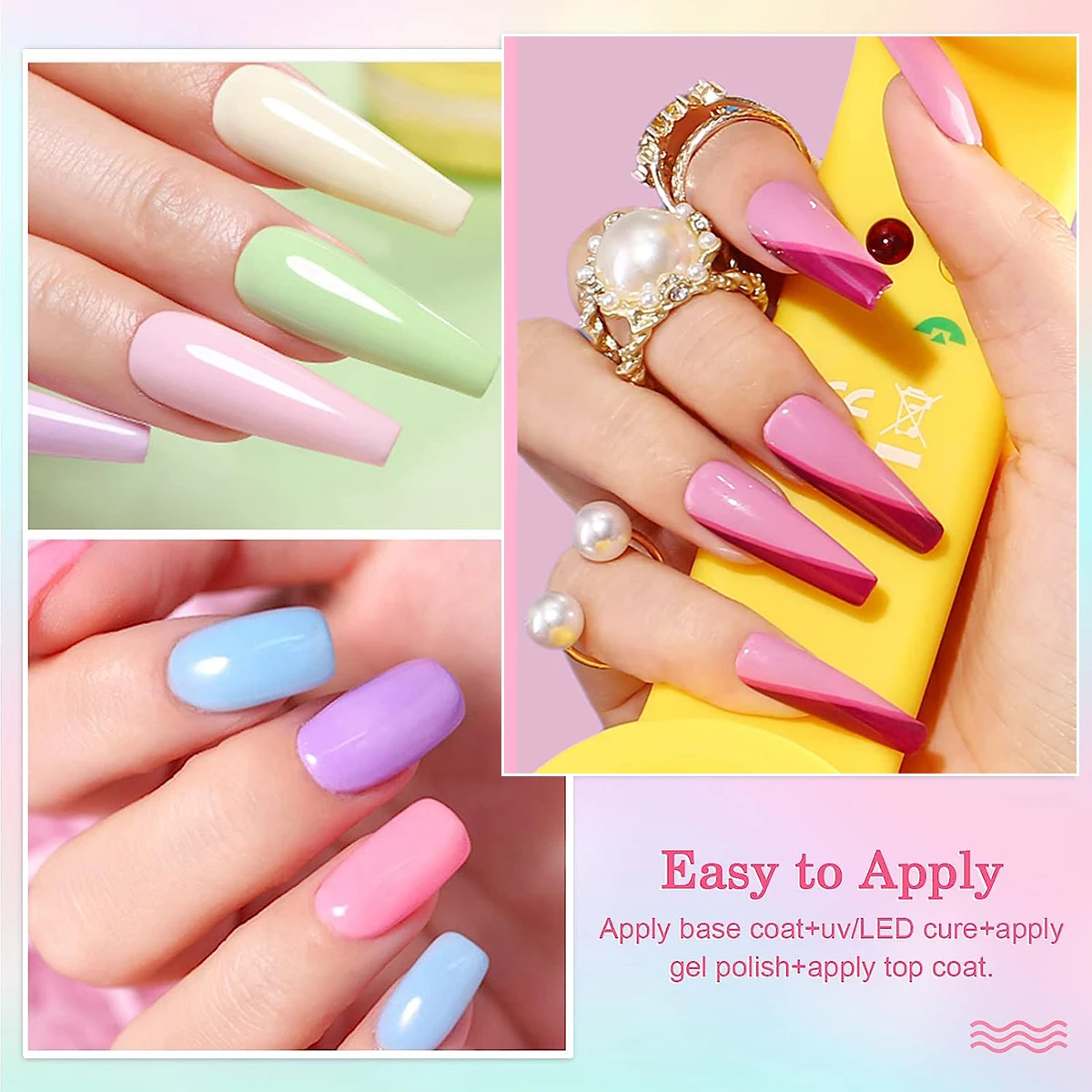 VOKY ジェルネイルポリッシュ 7 点セット、高光沢、長持ち、速乾性、アルコールフリーのネイルアートセット、グリッター効果を特徴