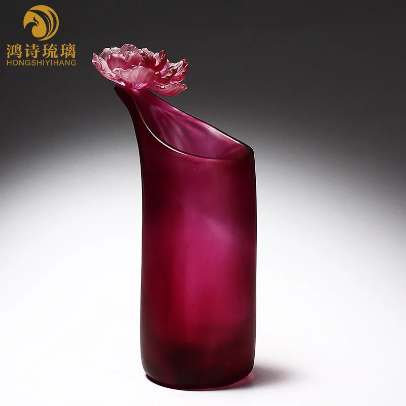 Home decoration lucky bag candle holder, transparent glass candle holder, birthday gift glass handicraft Chinese antique style