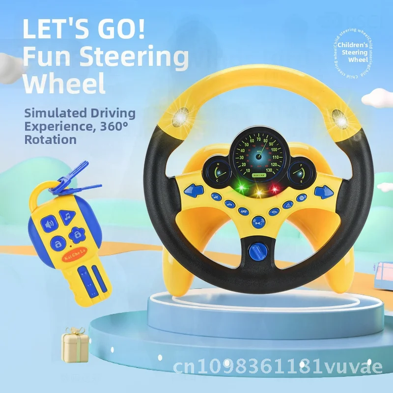 لعبة محاكاة عجلة القيادة المشتركة للطيار الكبير للأطفال مع قاعدة للتعليم المبكر والتنوير والموسيقى الممتعة والصوت التفاعلي باللون الوردي