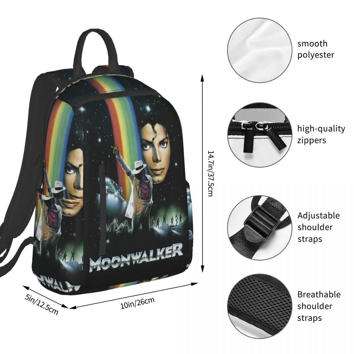 Pop Music Michael J-Jackson (3) Backpack Student BookBag Boys Girls School Bag Computer Shoulder Bags Men Women