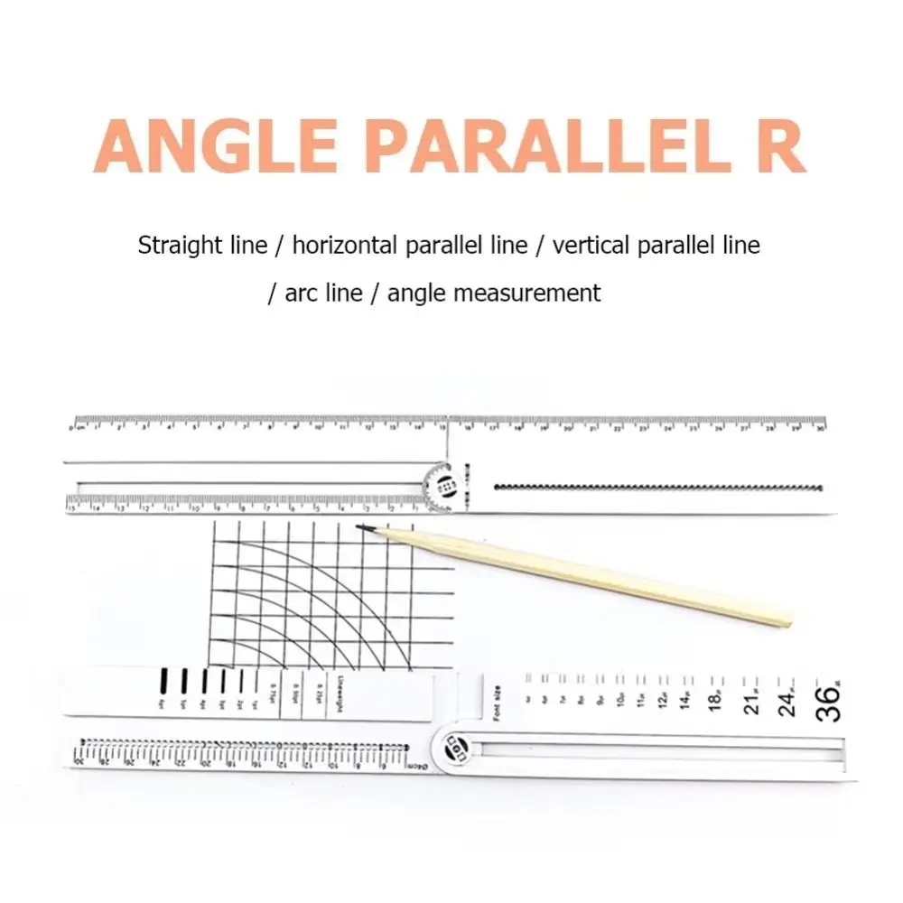 30cm Geometric Drawing Ruler White Measuring Tool Folding Geometric Ruler Manual Drafting Tool Circular Drawing Ruler School Use