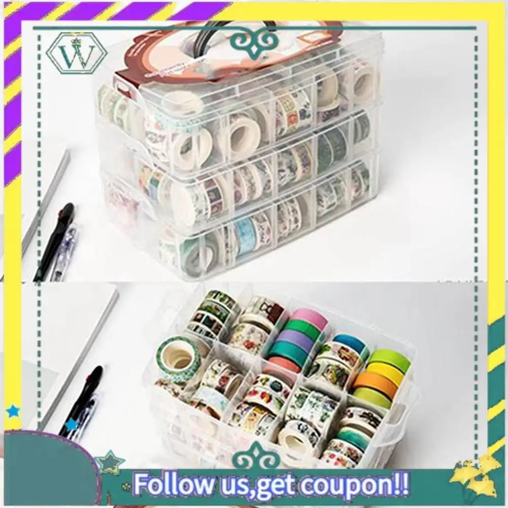 new-clear-3-layers-30-grids-washi-tape-storage-box-transparent-tool-set-box-accessories-handcarry-stationery-holder