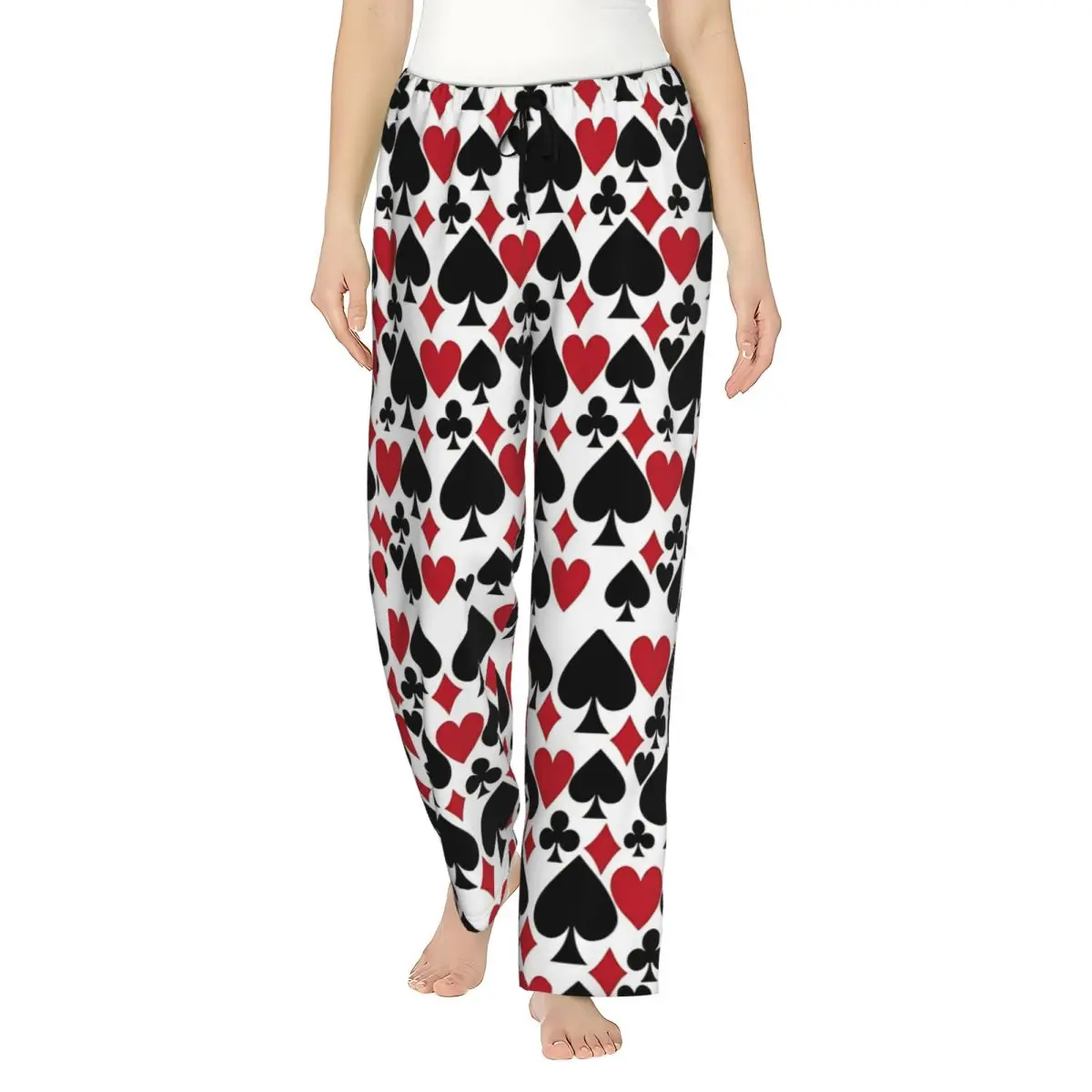 Girl's Pajama Pants Playing Cards Suits Hearts Diamonds Clubs Spades Poker Lounge Pants Comfy Sleepwear