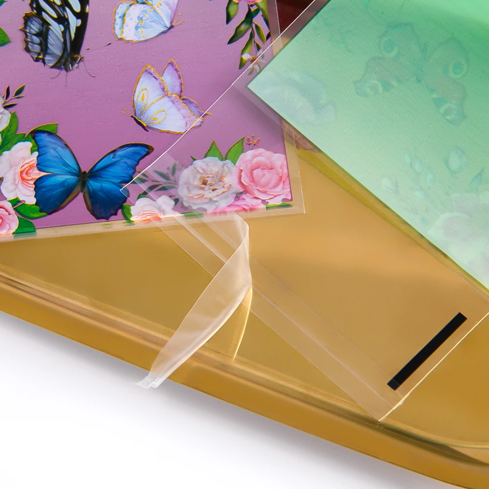 50pcs 7x10cm Transparent Butterfly Plastic Self Adhesive Opp Bags Pouches for DIY Jewelry Packaging Candy Cookie Gifts Bag