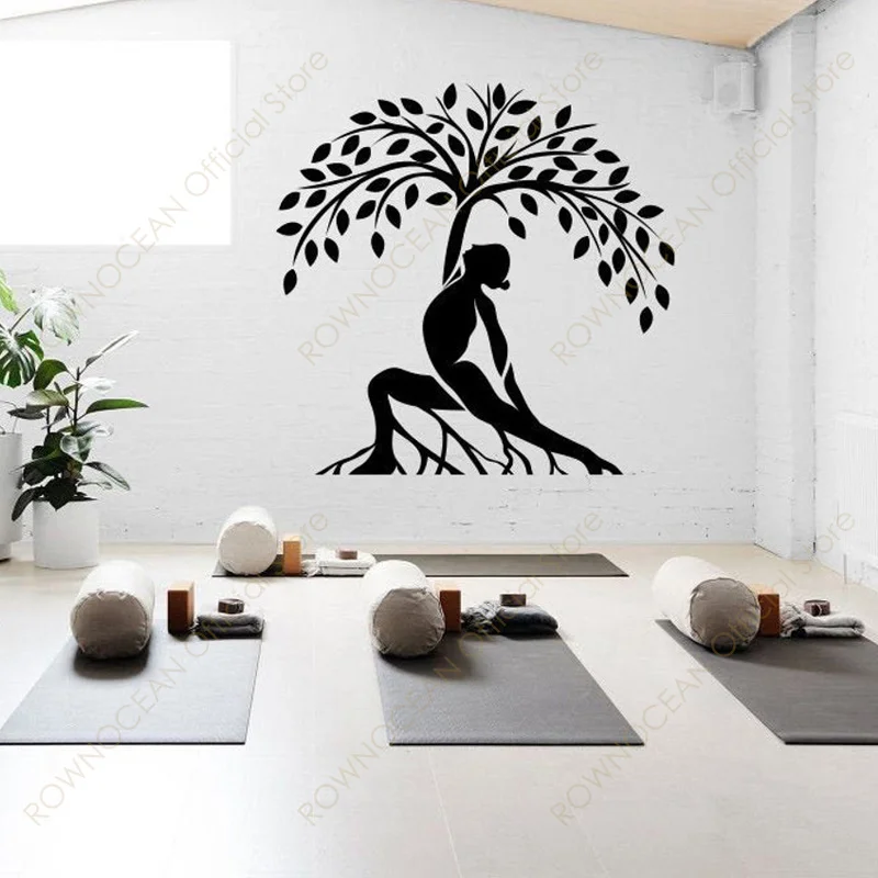 Yoga Tree Wall Sticker Vinyl Art Home Decor Living Room Bedroom Yoga Studio Decoration Decals Meditation Wallpaper Murals 4906