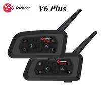 Bluetooth Motorcycle Helmet Headset V6 Plus Bluetooth 1500M Full Duplex  Interphone Communicator for 6 Riders GPS Waterproof V6