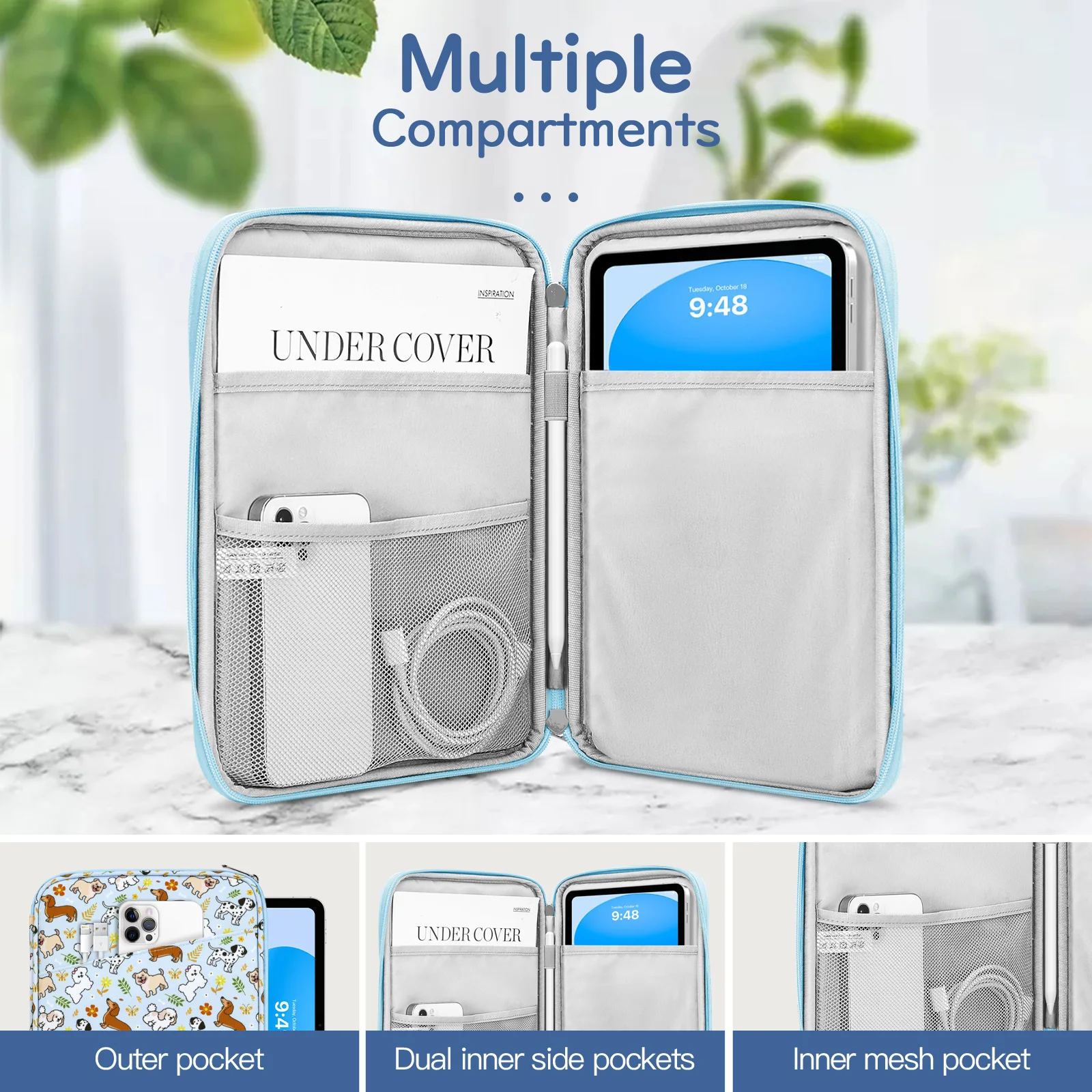 Fotografia 4: Capa para Tablet de 9-11 Polegadas, Compatível com Novo iPad Air M4/Pro M5 de 11 Polegadas, iPad A16 de 11 Polegadas, iPad 10/9/8/7ª Geração/Air 5/4ª Geração de 10.9/10.2 Polegadas, Tab S9/S8