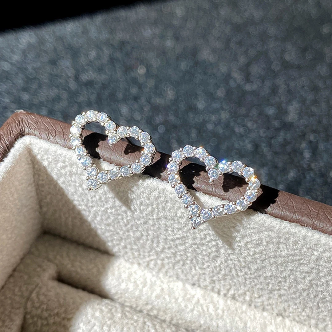 Boutique 925 Sterling Silver Lucky Heart Women's Earrings. Gorgeous Party Jewelry Accessories