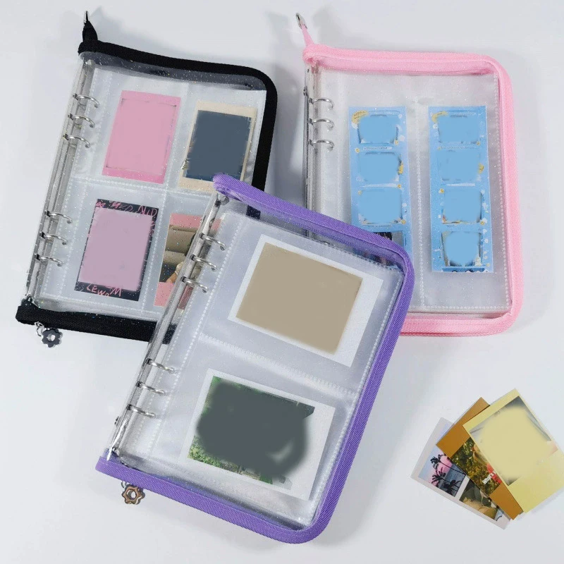 A5 Zipper Binder Photo Card Collection Book Postcard Organizer Diary Notebook School Stationery Star Photo Card Collection Album