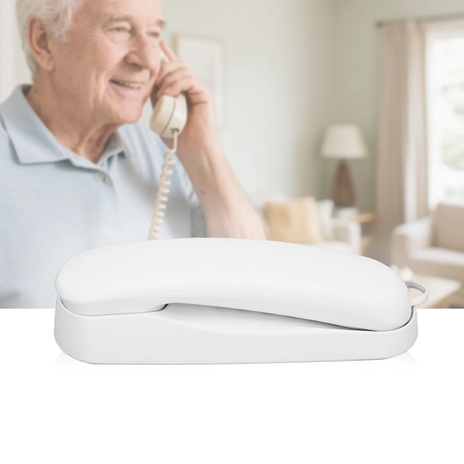 Mini Desktop Corded Landline Phone Fixed Telephone Wall Mountable Supports Mute/ Pause/Redial and 2 Ring Volume Adjustable