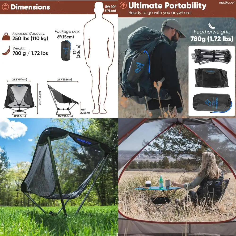 

Ultralight Folding Beach and Camping Chair for Hiking, Backpacking, and Travel