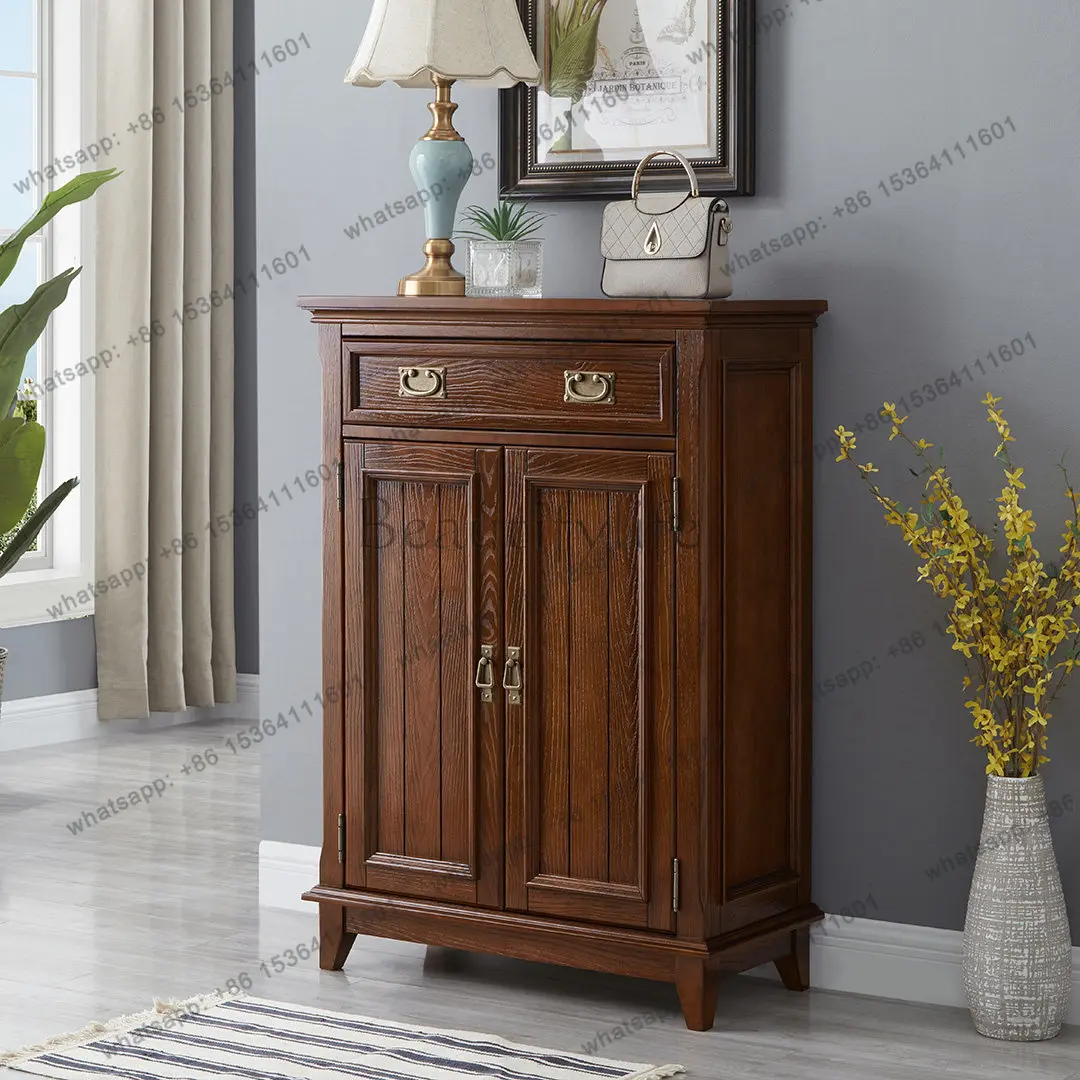 

Simple American all-solid wood double-door shoe cabinet living room dining side locker