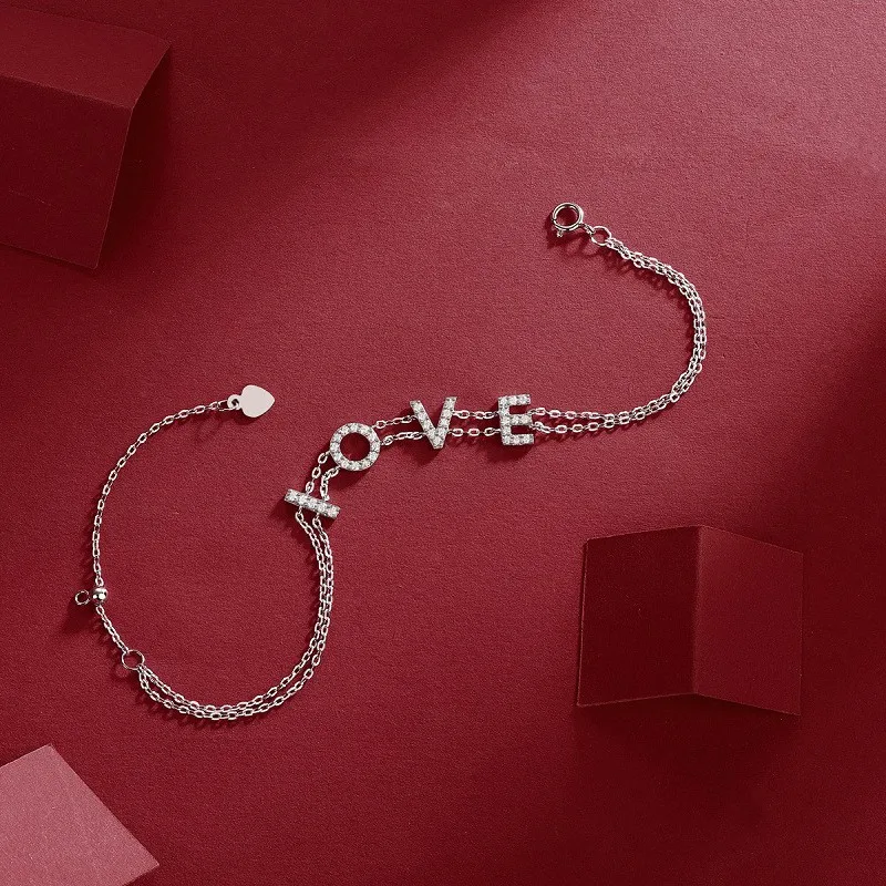 L12680 Lefei Fashion Luxury Trendy Classic Moissanite Diamond Dream Letter Love Bracele For  Women 925 Silver Party Jewelry Gift