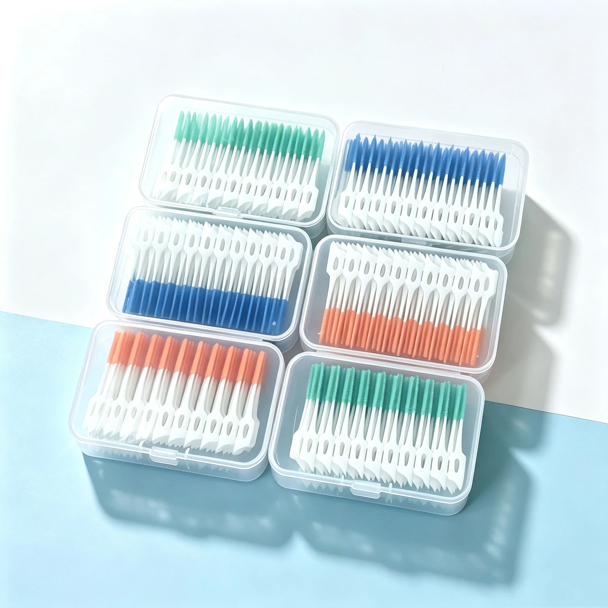 40-200PCS Interdental Silicone Brushes Dental Toothpicks Brush Between Teeth Silicone Toothpicks with Thread Oral Cleaning Tool