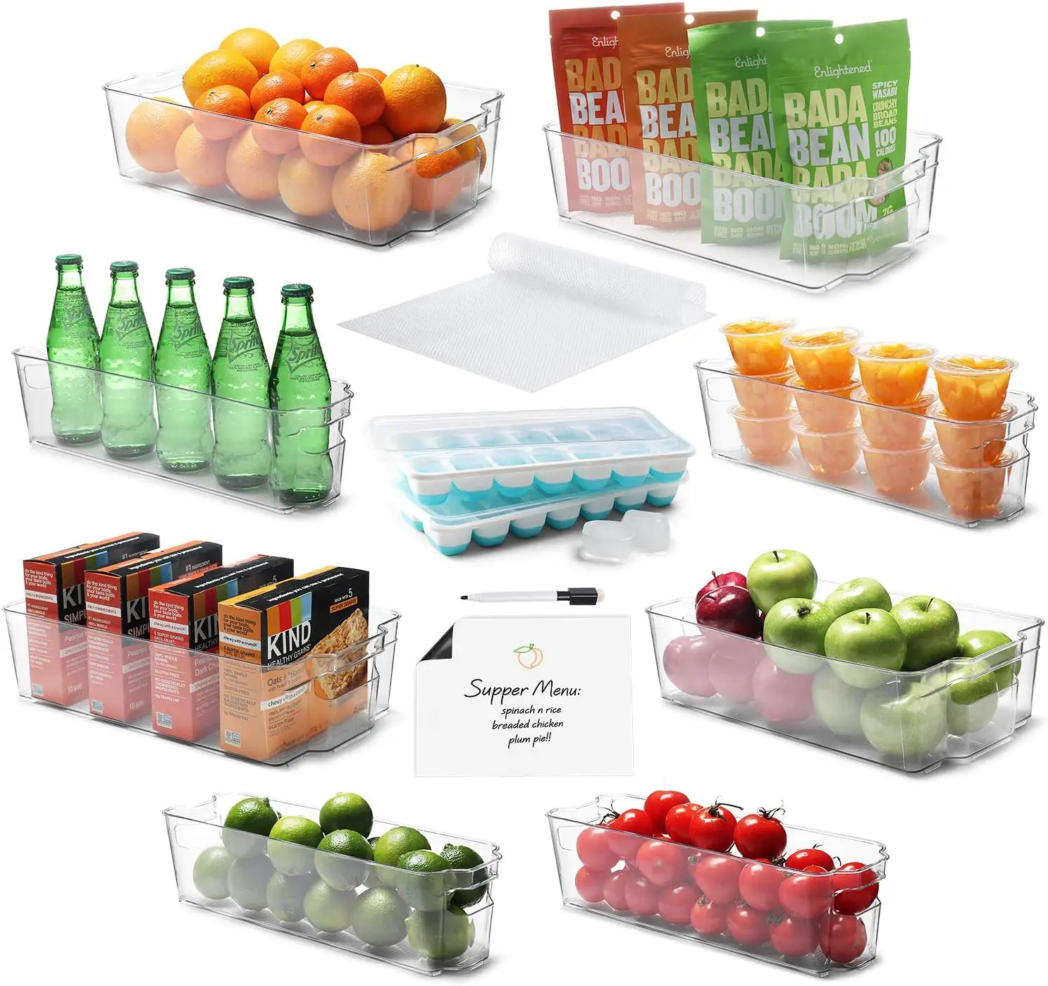 

Fridge Organizer - 16 PC Refrigerator Organizer Bins - Clear Pantry Bins and Refrigerator Organizer Fridge Bins