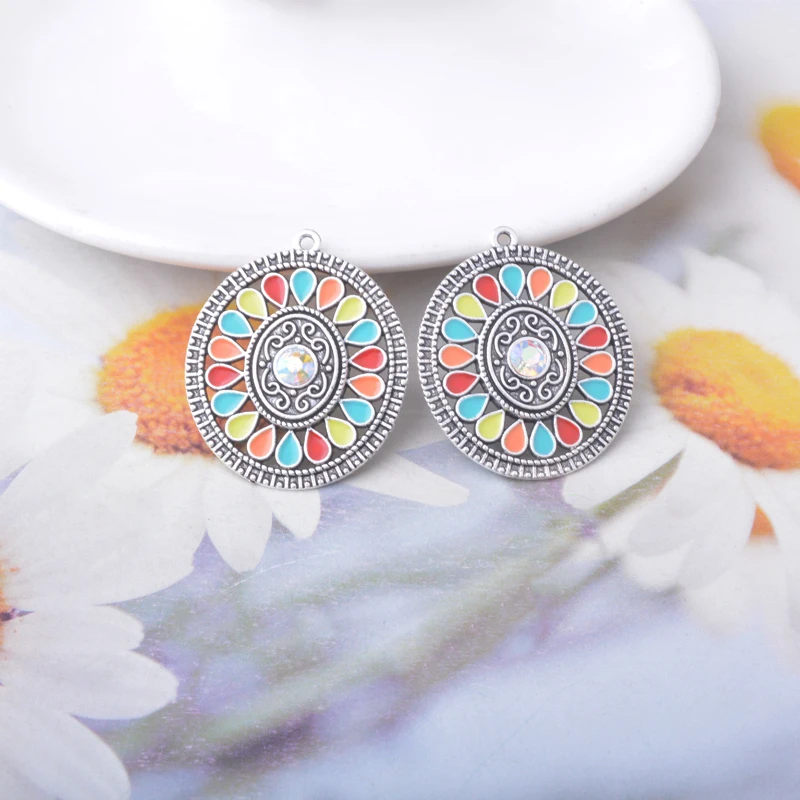 12 Stück/Set Böhmische Antik-Silberfarbene, Seeblau Emaillierte 2026 Frühlingsanhänger aus Acryl für DIY-Ohrringe und Metallschmuck – Detail 9