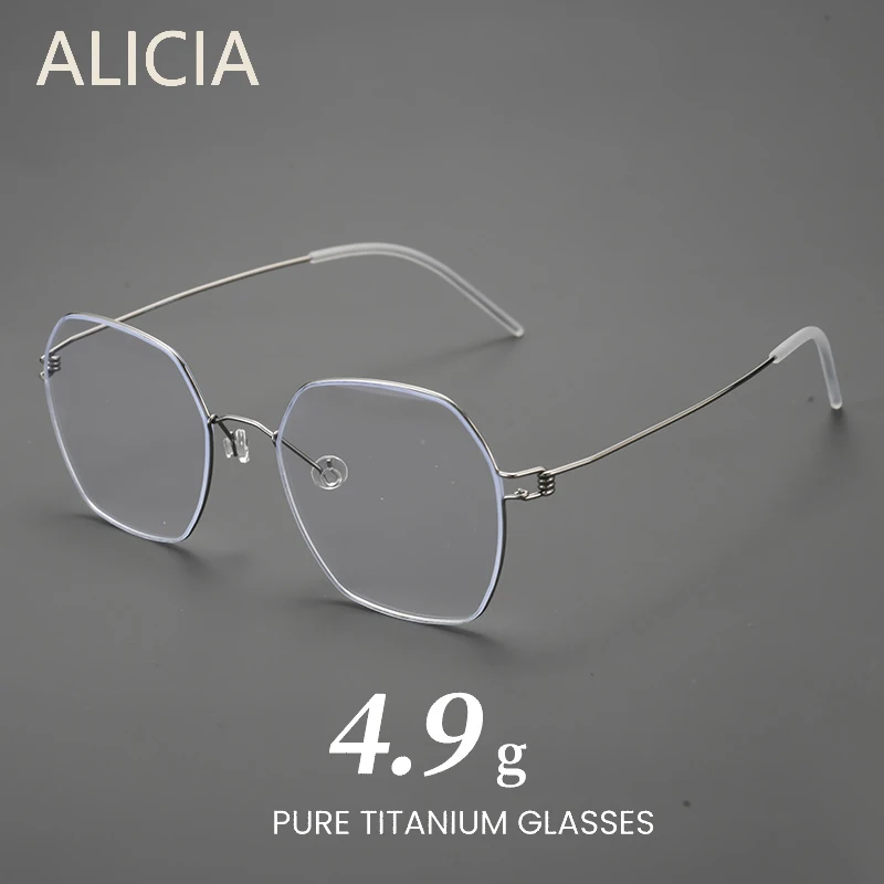

Очки ALCIA Polygon Fashion в стиле ретро, роскошные деловые очки для мужчин и женщин, ультралегкие оптические очки из чистого титана с диоптриями
