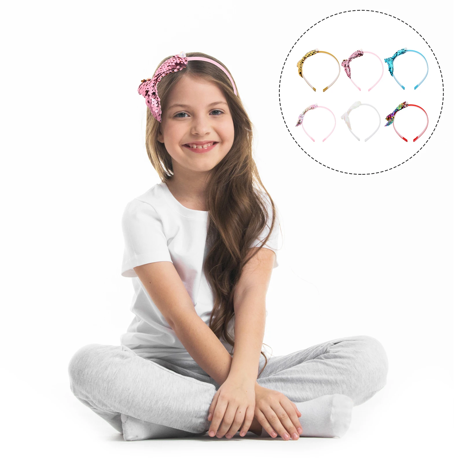 

Mermaid Headb Sequins Hair Hoop Plastic Fish Tail Accessory Kids Adult Party Christmas Gift Elastic One Size Fits Most Hair Tool