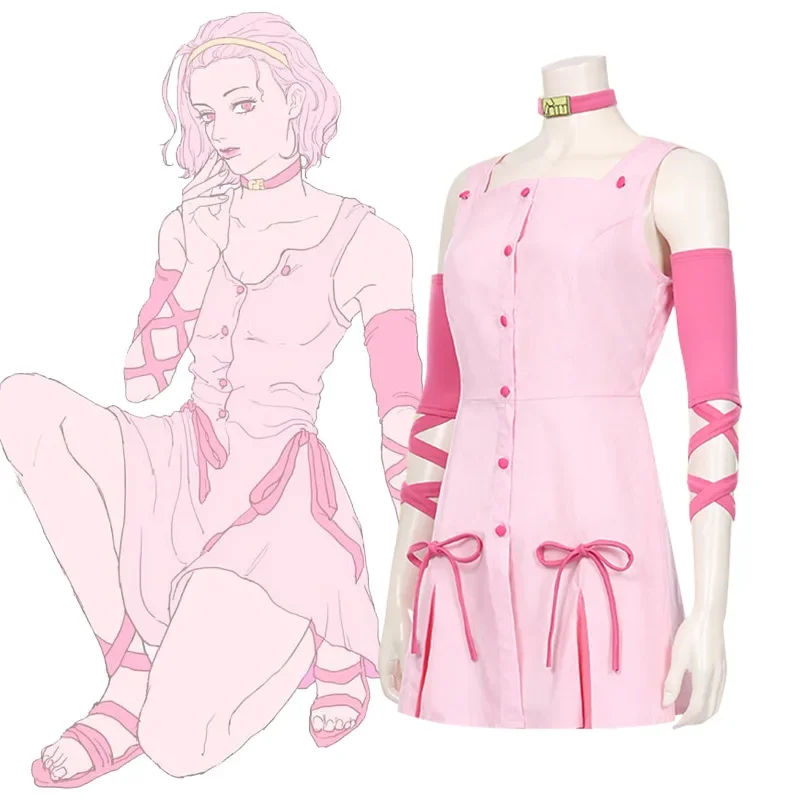 Anime JOJO Sugimoto Reimi Cosplay Kostuum JoJo's Bizarre Adventure Pruik Leuke Meisje Band Rok Vrouwen Jurk Halloween Party Outfit