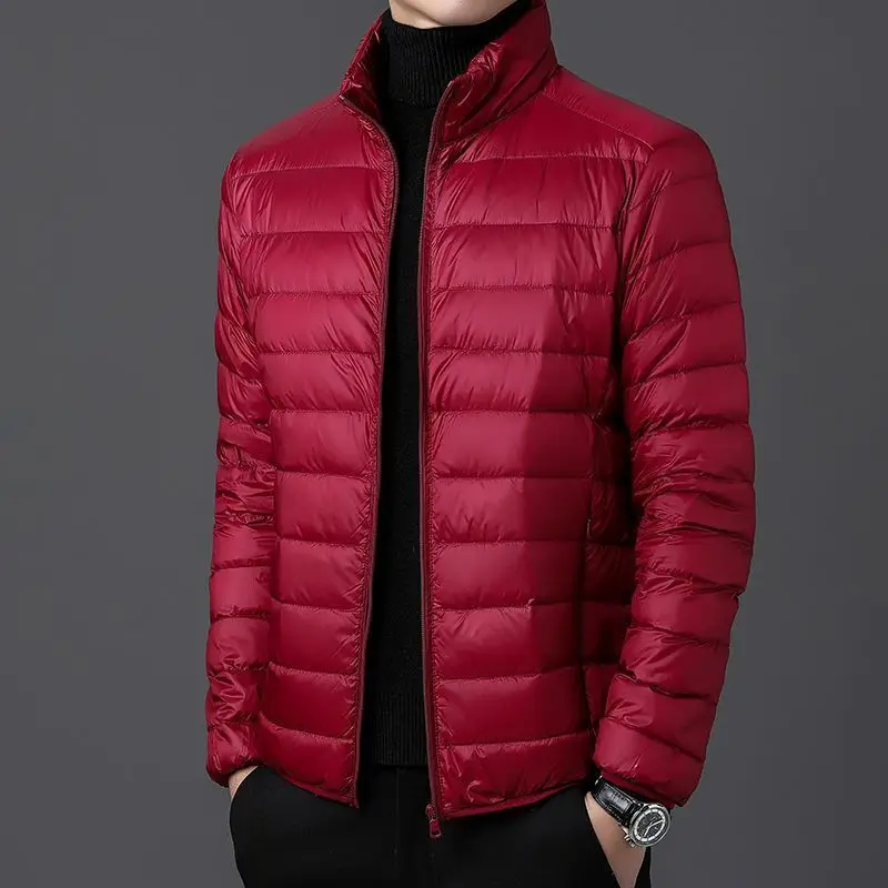 Легкое хлопковое мужское куртка на осень-зиму с воротником-стойкой, повседневное пуховое хлопковое пальто с капюшоном, тонкое, теплое, большого размера