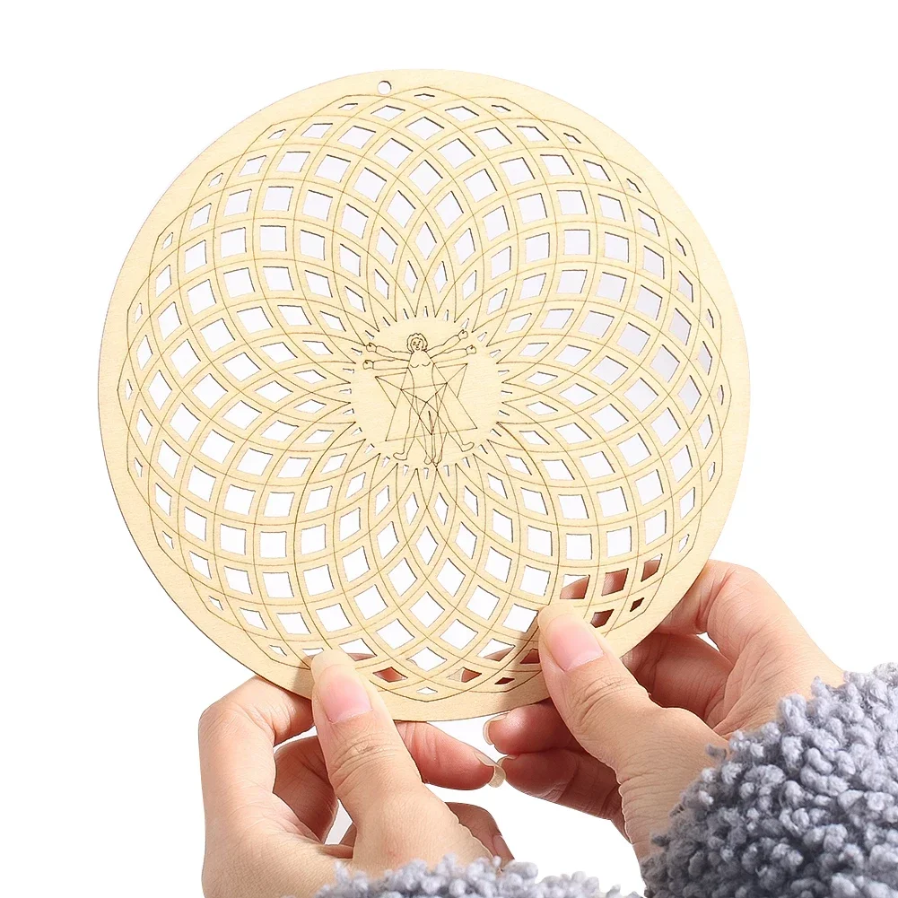 15cm Boho Wood Butterfly Mandala Wall Hanging Decor Hollow Cutout Crystal Grid Base Altar Mat Natural Rustic Home Room Ornament