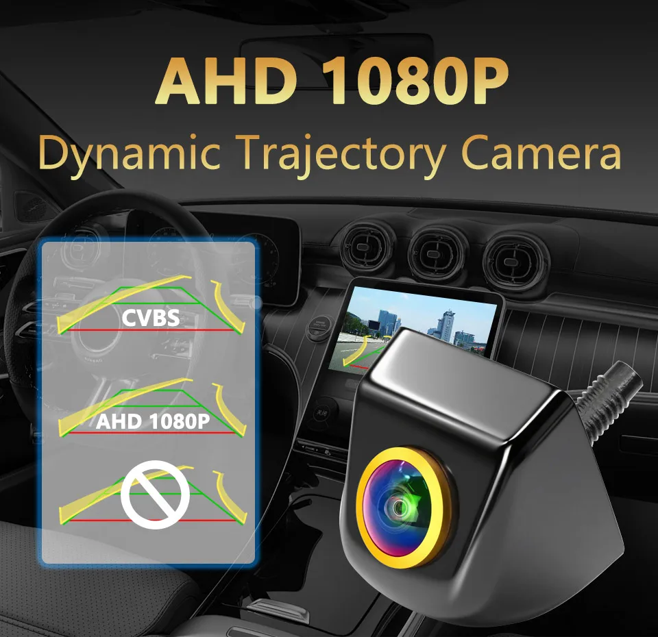 1920*1080P Auto Backup Kamera Mit Dynamische Flugbahn Guide Linie Rückansicht Kamera Nachtsicht Metall Körper Fisheye objektiv Track Cam – Detail 1