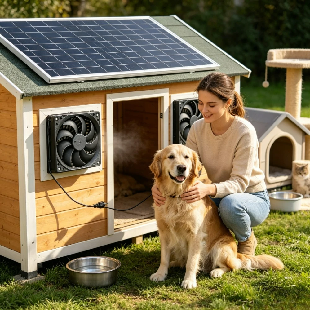 15W Dual Solar Exhaust Fan Kit Weather Resistant Solar Powered Ventilation Cooling Fan Set for Greenhouse Chicken Coop RV Pet