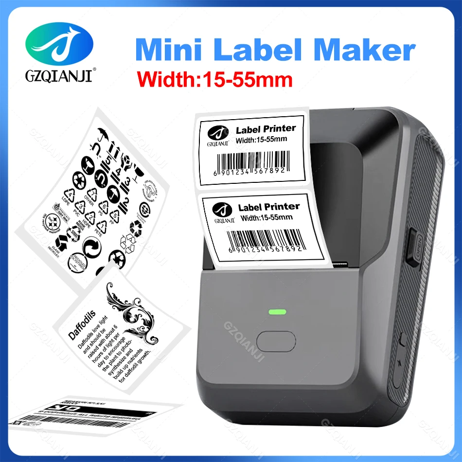 GZQIANJI Mini Portable Thermal Self-adhesive Pocket Labels Printer Inkless Maker Wireless ink-free Label Machine Mobile Android