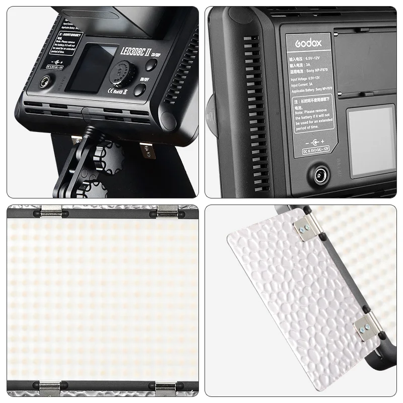 Godox LED Video Light LED308 LED308C II 3300K-5600K Photography Lamp + 2M Light Stand +NP550 750 950 Battery For Photo Studio