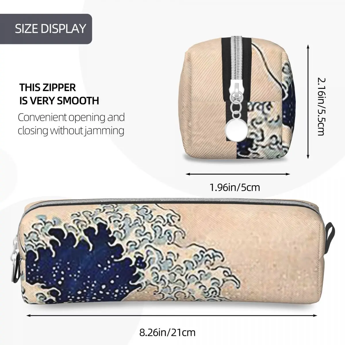 الكلاسيكية اليابانية موجة كبيرة قبالة كاناغاوا بواسطة Hokusai جدار قلم رصاص حالات تخزين كبيرة أكياس القلم صندوق القلم قلم رصاص الحقيبة حقيبة مستحضرات التجميل