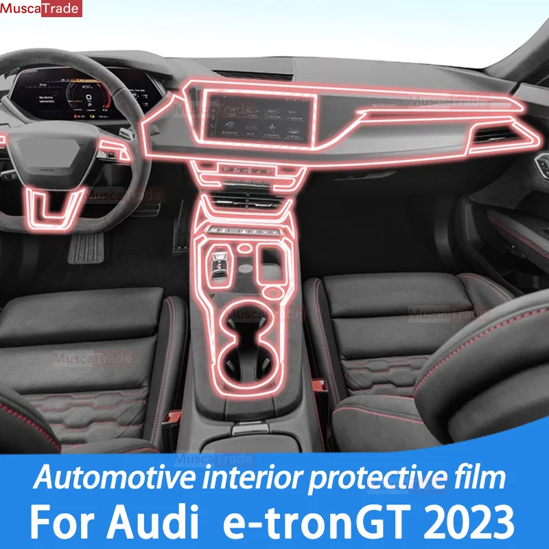 

For Audi e-tronGT 2023 Car Interior Center Console Transparent TPU Protective Anti-scratch Repair Film Refit