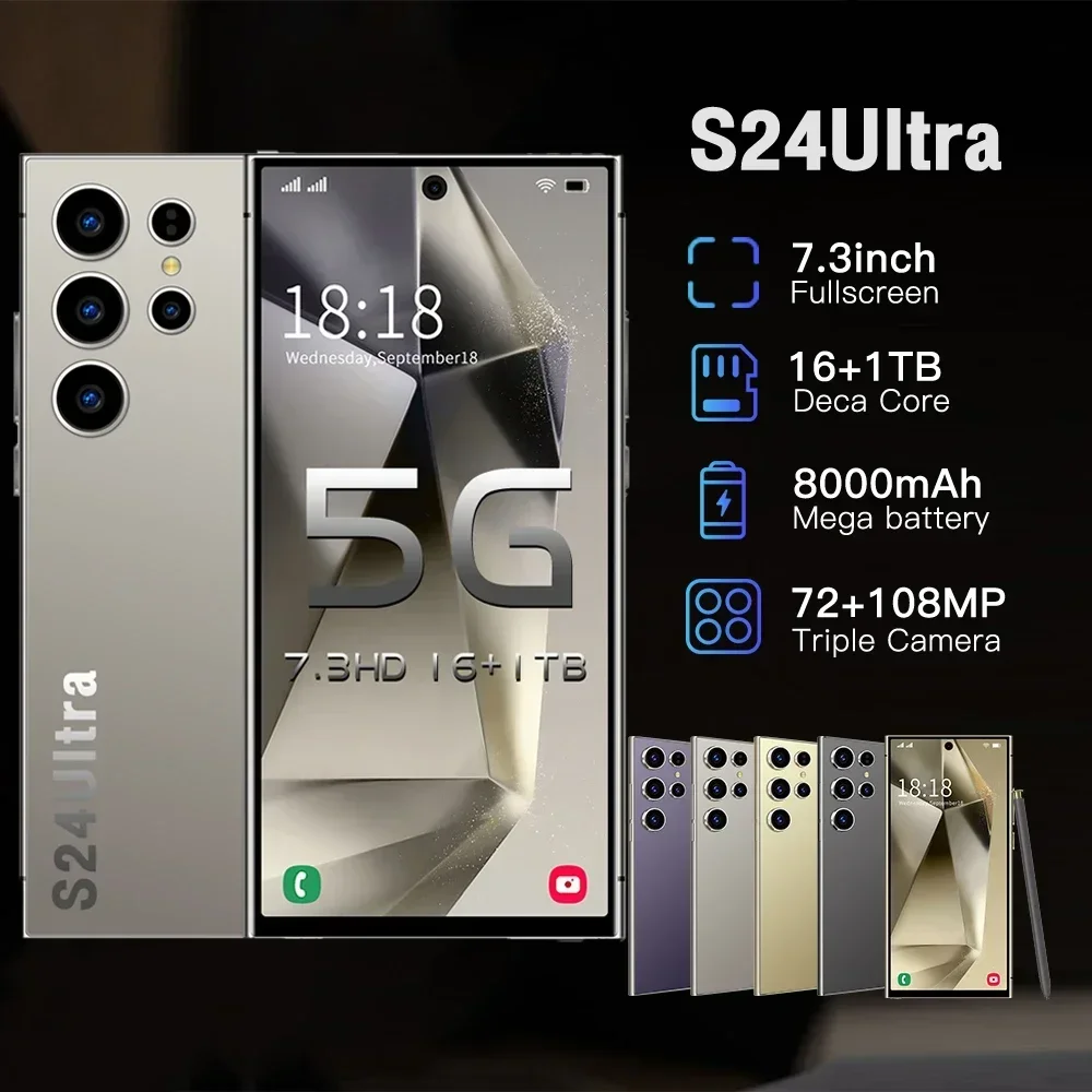 

HOT 2025 new S24 Ultra original intelligent 5G dual card dual standby Android 14 system global version 8000mAh battery 22GB+2TB
