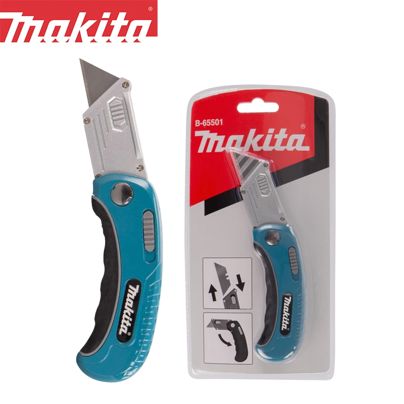 Makita B-65501 Folding Utility Knife Wallpaper Heavy Duty Trapezoid Thickening Metal Cutting Blades Art Knife Hand Tool