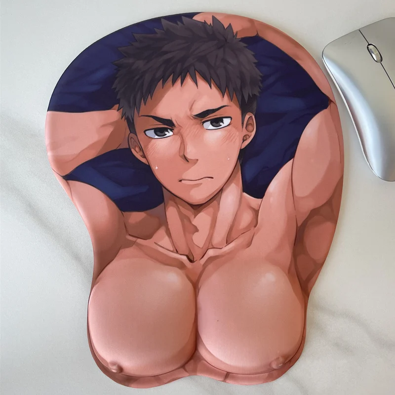 Sexy man's pectoral muscles 3D Mouse Pad with protruding nipples Cute Boys Breasts Wrist Rest Silicone Gel Gaming Mousepad