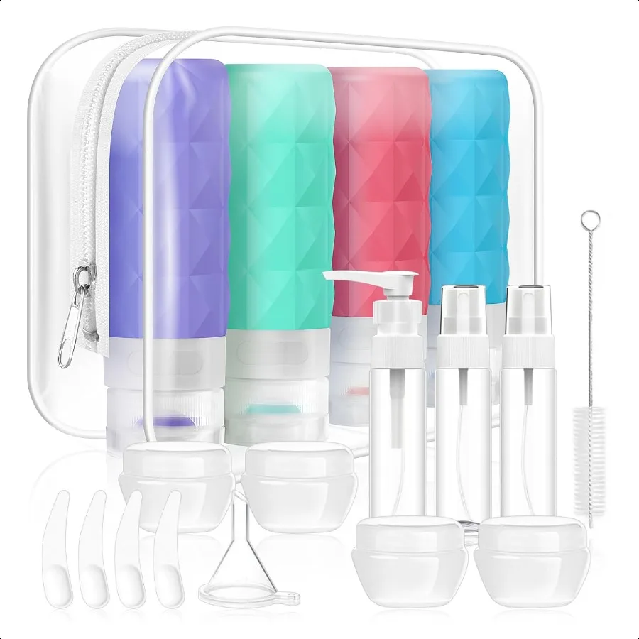 20 Pack Travel Bottles SetLeak Proof TSA Approved Travel Size Containers Silicone Squeezable Travel Essentials Jar Accessories
