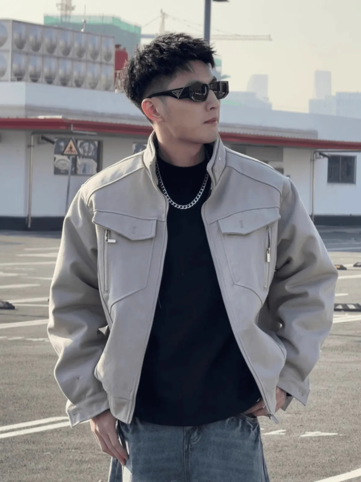 

Мужская куртка-харлан в американском стиле с деконструированным воротником-стойкой, для работы и повседневной носки, весна-осень, высококачественная, в стиле бейсбольной формы