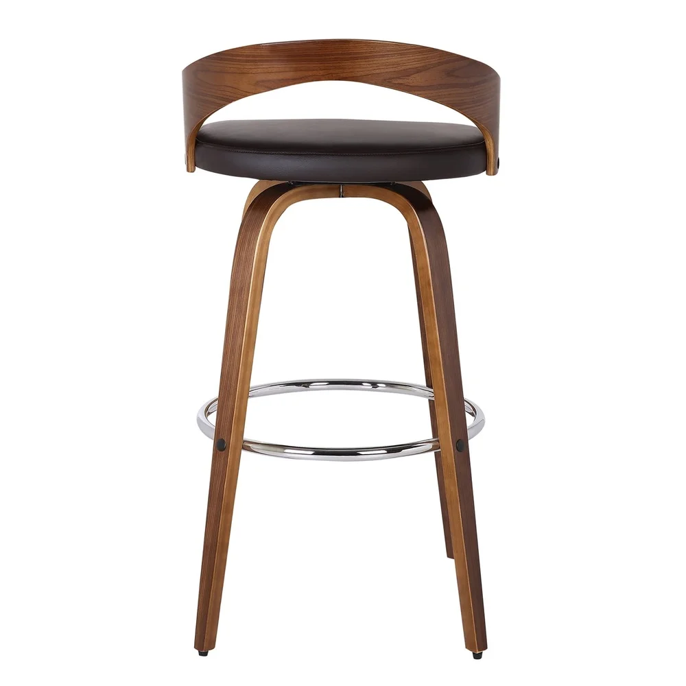 Taburete giratorio de piel sintética con Base de madera, rotación de 360 grados, asientos cómodos, cocina, Bar, comedor