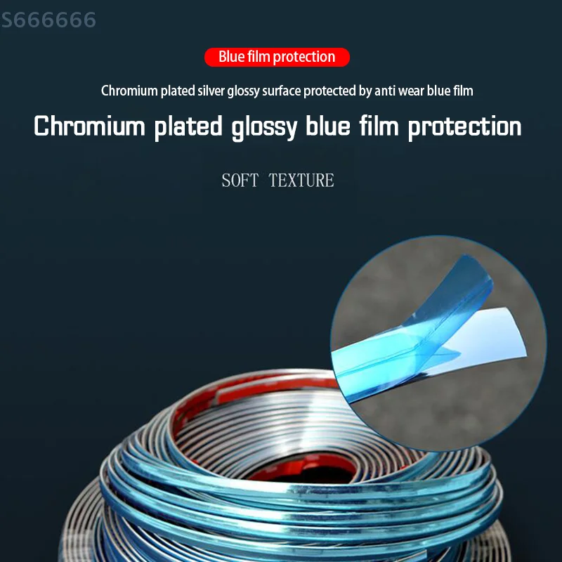 

6mm*5m Protective Sticker Moulding Styling Trim Sticker Car Decoration Strip Exterior Car Chrome Body Strip Bumper Auto Door
