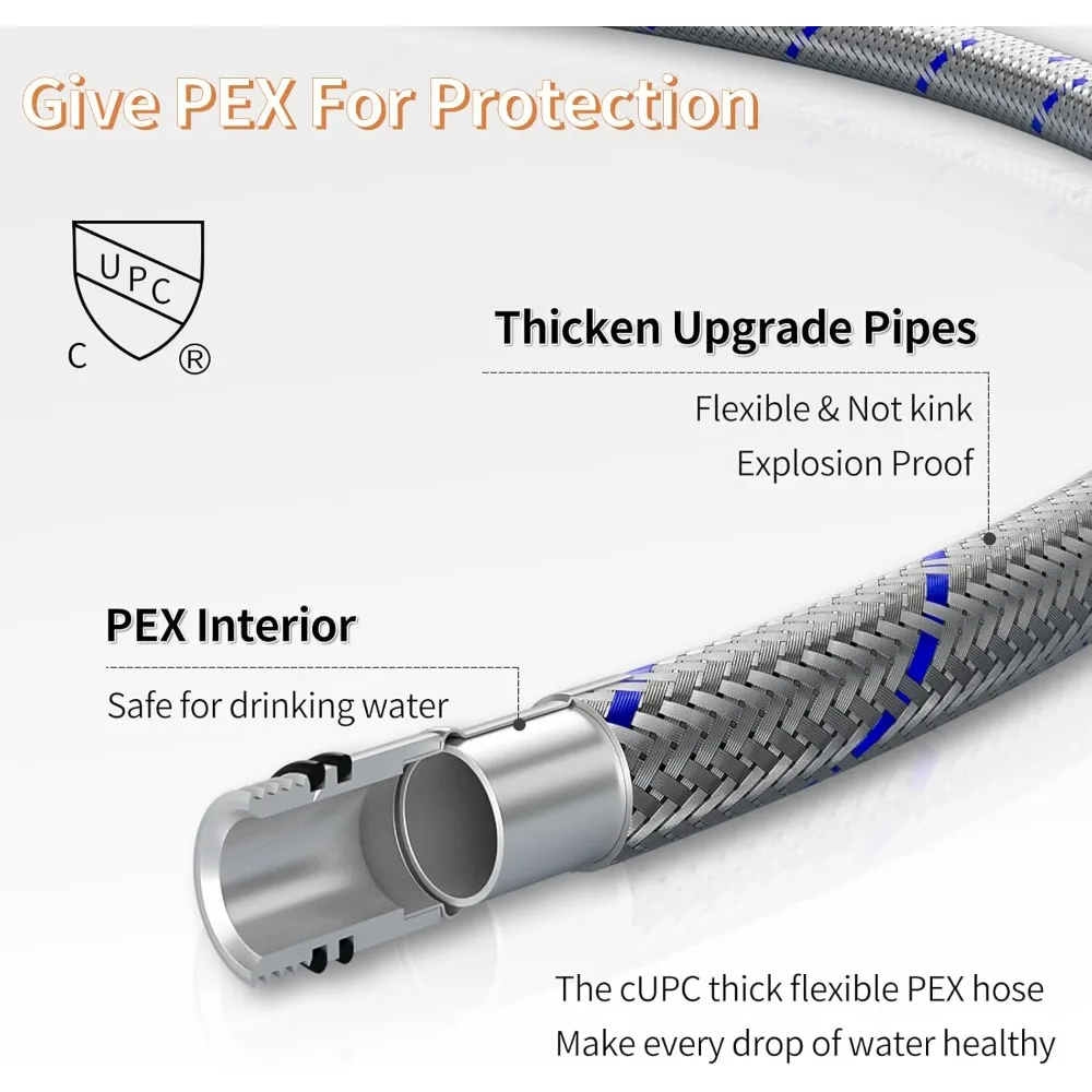 Torneira generalizada de 3 furos de bronze polido com óleo de 8 polegadas, misturador de lavatório em cascata com 2 alças e linhas de fornecimento cUPC