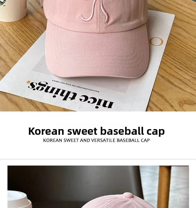 Nette Koreanische Ins Baseball Kappe Frauen Bogen Design Süße Romantische Rosa Soft Top Hut Mode Einstellbare Snapback – Detail 6