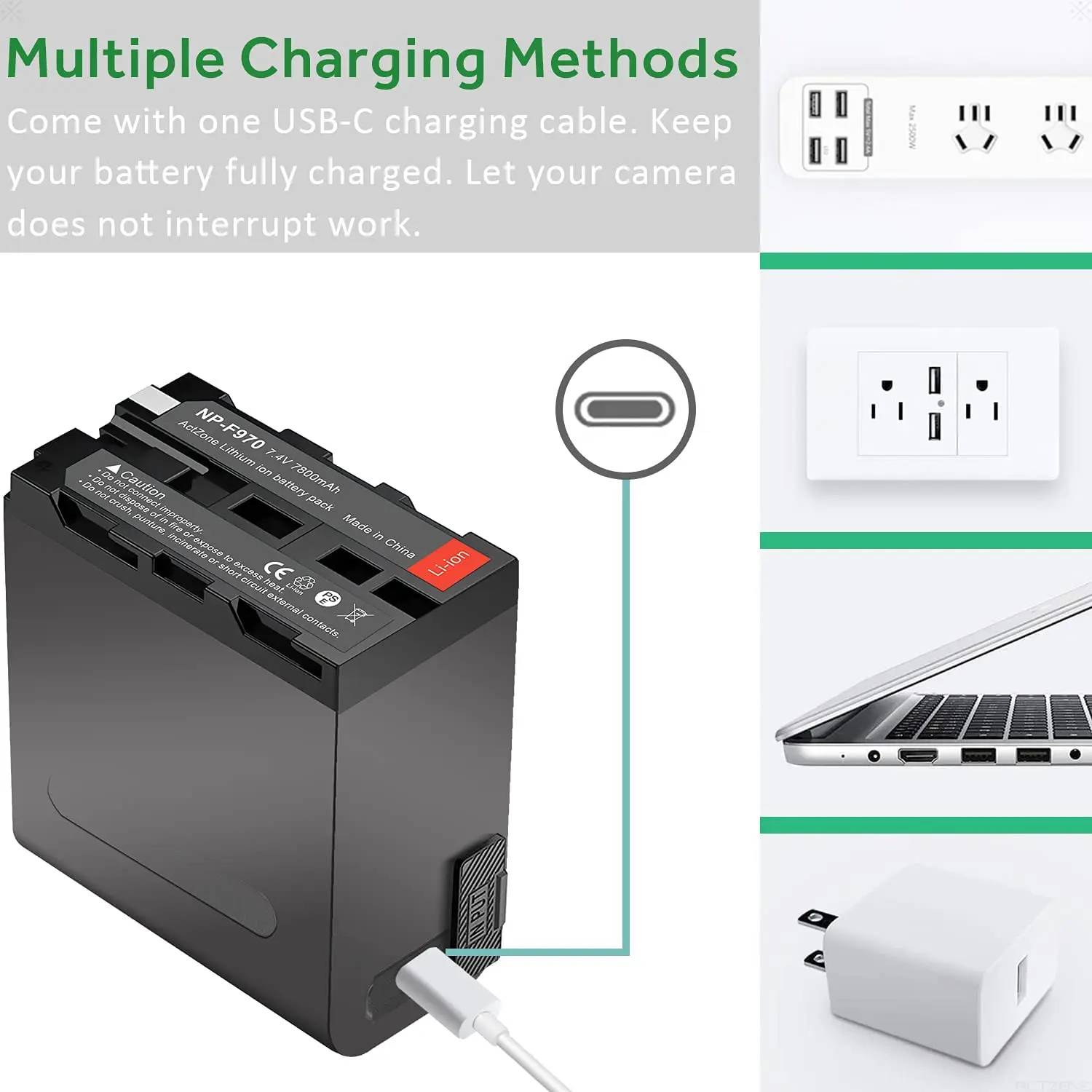 แบตเตอรี่ NP-F970 7.4V สำหรับ DSR-PD150 DCR-VX2100 SONY HDR-AX2000 HDR-FX1แบตเตอรี่แฟลชวิดีโอพร้อมสาย F980ไมโคร USB