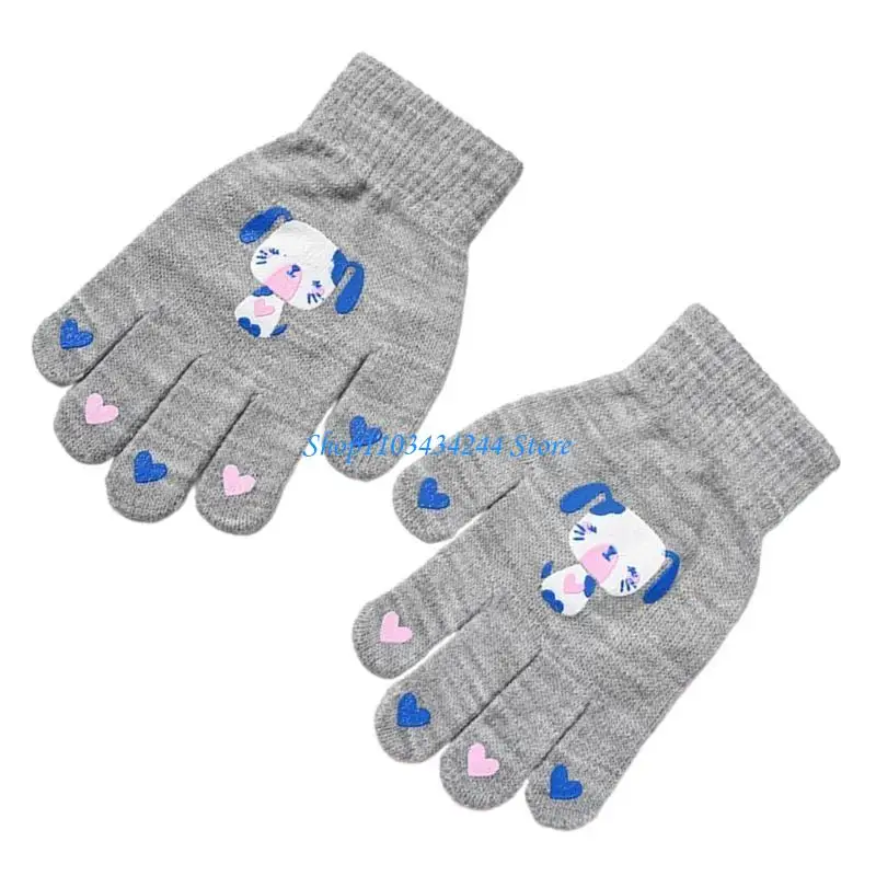 

Winter Warm Knitted Gloves with Cartoon Pattern Thick Mittens for Kids Boy Girl