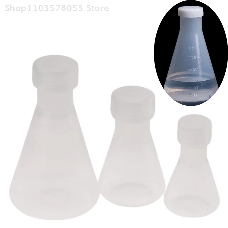 

50-1000ml Conical Flask With Cap And Scale, Lab Plastic Erlenmeyer Flask With Screw Lid For Laboratory Experiment