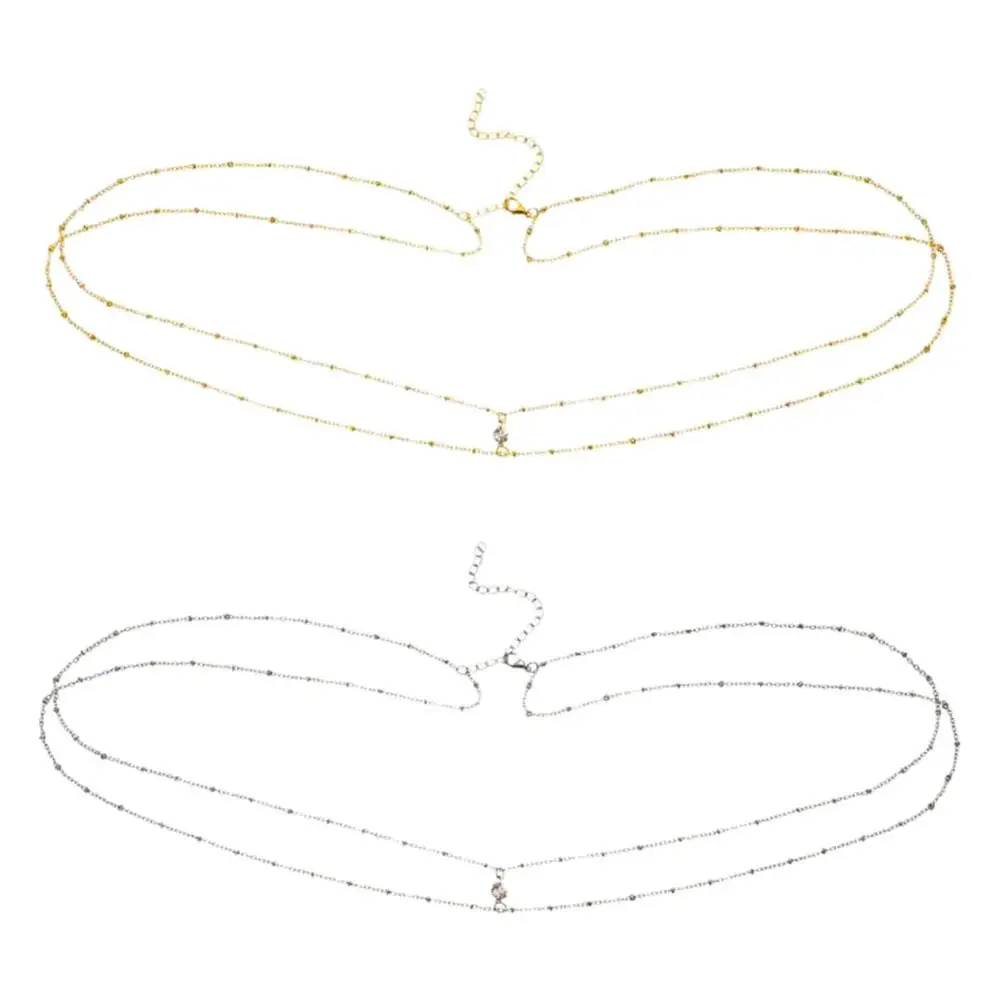 Corrente de cintura simples de dupla camada para mulheres, cinto de barriga, joias para corpo na moda, para senhoras, primavera e verão